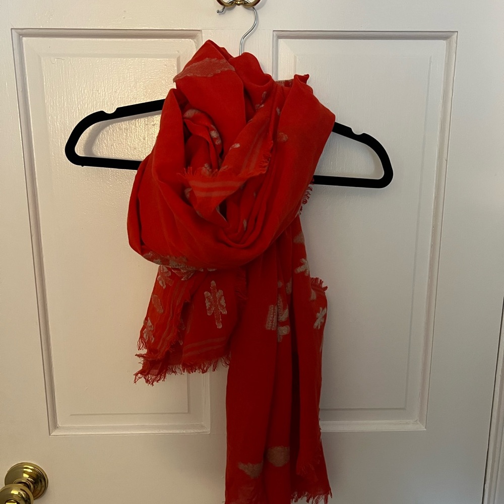 Madewell Red Scarf with Gold Accents